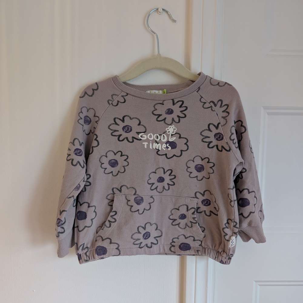 Purple Floral Sweatshirt with Playful Design
